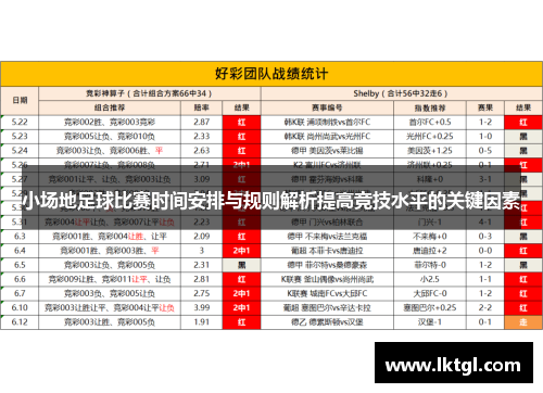 小场地足球比赛时间安排与规则解析提高竞技水平的关键因素